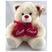 URSO 25 CM - DOIS CORAÇÕES COM AMOR 